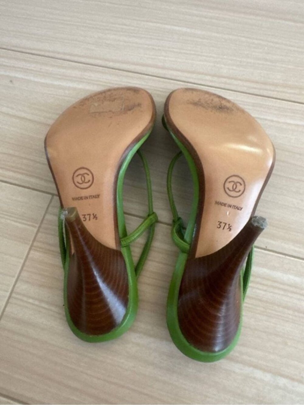 Chanel Ladybug Sandals Green Vintage - Picture 8 of 9